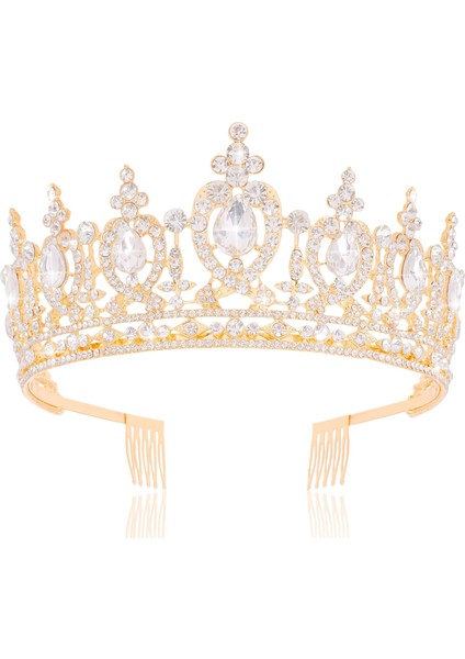 Crystal Crown And Tiara Women Queen Headband Princess Tiara Girls Non-Slip Jewelry Adult Topper With Comb Bridal Wedding Party Hair Accessories (Yurt Dışından)