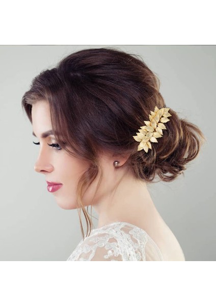 36PCS Gold Flower Leaf Bridal Wedding Hair Side Comb + U Shape, Hair Clip + Spiral Twist Hair Clip Prom Tiara Bride Bridesmaids Ladies Girls (Yurt Dışından) fırsatları