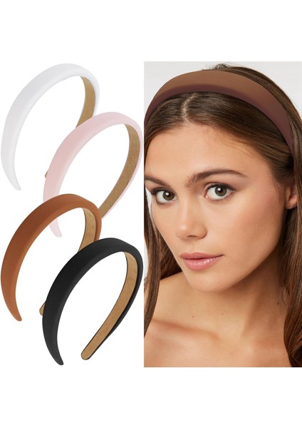 Women's Headbands 4pcs Women's Padded Headbands Non-Slip Soft Thick Comfortable Headbands Cute Women Girls Hair Accessories (Yurt Dışından) fiyatları
