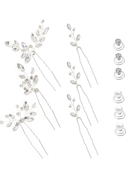 12PCS Women Hair Accessories Pearl Crystal Bridal Hair Clips Bridal Wedding Hair Accessories Bridal Bridesmaids Vintage Hair Accessories (Yurt Dışından)