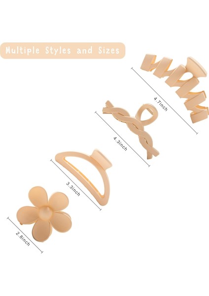 Pcs Women's Hairpins Thick Hair Flower Claw Clips Non-Slip Hair Accessories Multiple Styles Neutral Color Hairpins Very Suitable For Girls (Yurt Dışından) modelleri