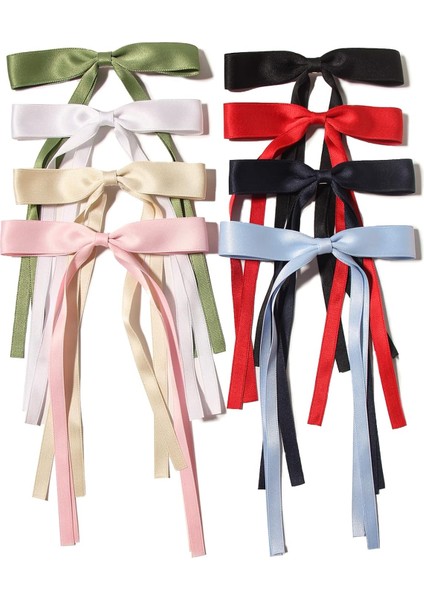 Women's Hairpins Tassel Ribbon Bow Long Tail Clip Girls Solid Color Accessories Hairpin Claw Bow (Yurt Dışından)