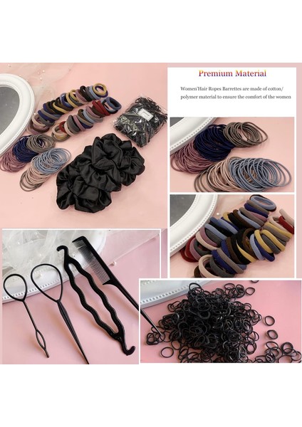 755 Pieces Women's Hair Accessories Set Seamless Ponytail Holder Various Hairbands For Thick And Curly (Mixed) (Yurt Dışından) modelleri
