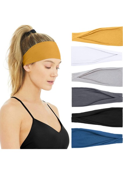 Women's Elastic Headband Lady Hair Non-Slip Wide Thick Headband Fashion Soft Fabric Women's Headband Short Hair Accessories 6 Pack (Yurt Dışından)