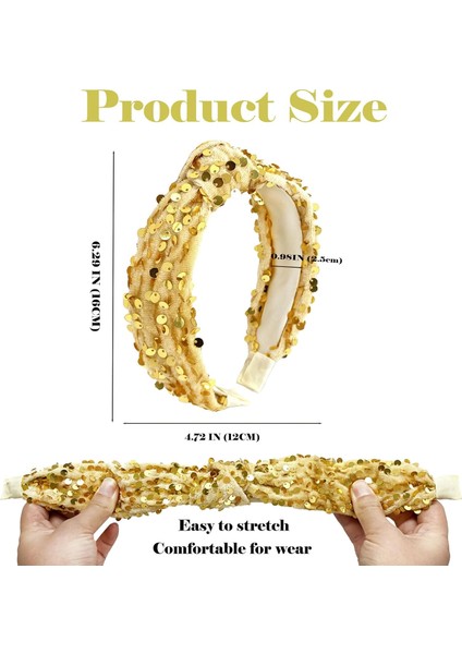 Christmas Knotted Headbands For Women Girls Non-Slip Toddler Girl Sequined Headband Wide Top Knot Headband Velvet Hairband Girls Fashion Hair Accessories (Red And Gold 2pcs) (Yurt Dışından) fırsatları