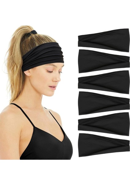 Women's Elastic Headband Lady Hair Non-Slip Wide Thick Headband Fashion Soft Fabric Women's Headband Short Hair Accessories 6 Pack (Yurt Dışından)