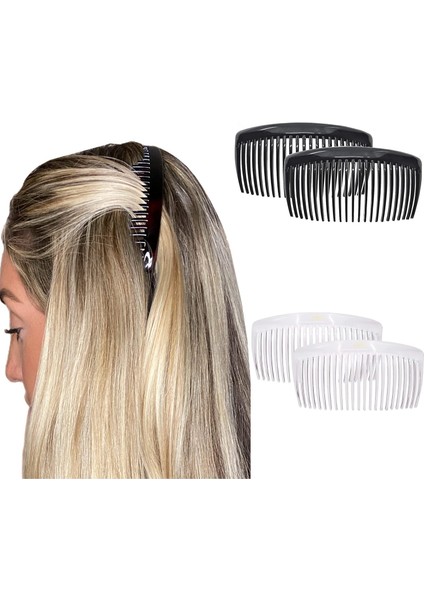 Side Comb Large 2-Piece Set Round Tortoise Shell Soft And Durable Cellulose Strong Fixation Women's Hair Clips Non-Slip Styling Girls Hair Accessories (Yurt Dışından)