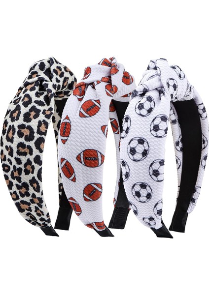 Women And Girls Knotted Headband Non-Slip Hairband Wide Bow Headband Fashion Waffle Headband Hair Accessories Black And White 3 Pcs (Yurt Dışından)