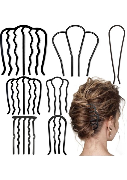 Pieces Metal Hair Side Comb Hair Fork Clip Teeth Hair Clip Stick For Updo Bun U Shaped Hair Comb For Retro Hairstyle Hair Accessories Thick And Thin Hair Combination (Yurt Dışından) fiyatları