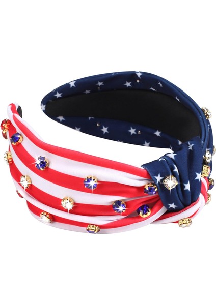 Headband Red Star Wide Knotted Headband Women Girls Water,, Patriotic Headband Party Hair Accessories Gift (Yurt Dışından)