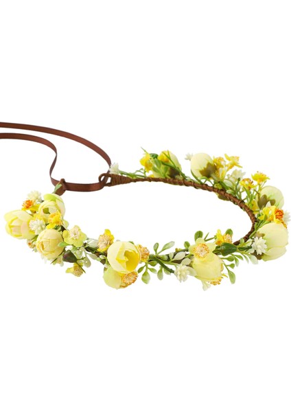Handmade Blue Flower Crown Garland Women Girls Headband Bridal Tiara Hair Accessories Halo Tiara Suitable For Weeding Party Festival Birthday (Yurt Dışından)