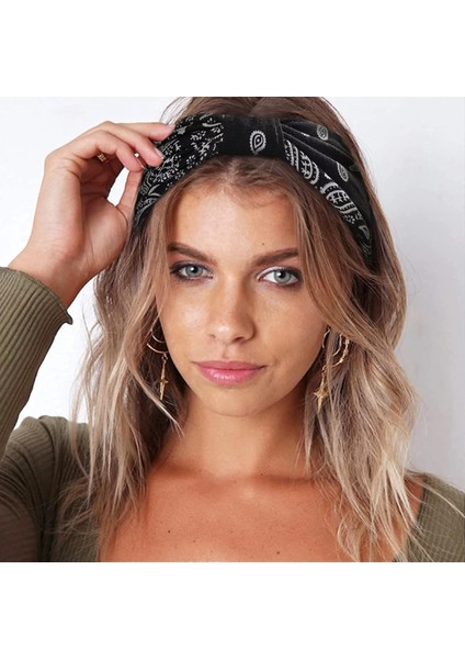 Women's Wide Headband Knotted Non-Slip Headband Soft Turban Headband Hair Accessories Bohemian Solid Color Women Yoga Exercise 6 Pack (Yurt Dışından) modelleri