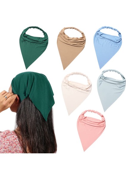 Pack Women's Headband Elastic Hair Scarf Large Triangle Headband Turban With Clip Non-Slip Solid Color Hairband Hair Accessories Suitable For Teenage Girls (Yurt Dışından) fiyatları