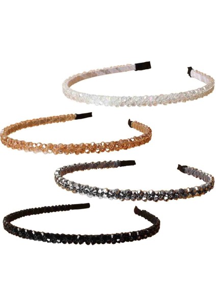 Pack Of Headbands For Women Girls Double Row Beaded Headbands Transparent Black Braided Narrow Headband Hair Accessories (Yurt Dışından) fiyatları