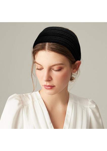 Womens Black Wide Headband Bohemian Headband Thick Band Teeth Large Headband Womens Hair Turban Hairband Hair Accessories (Yurt Dışından) fırsatları