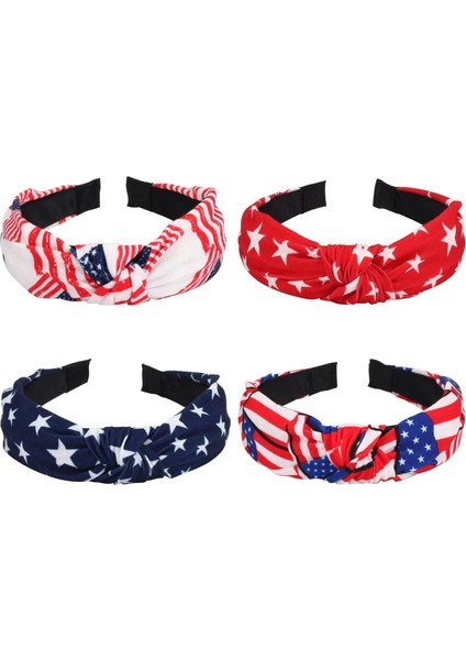 Headband Red Star Wide Knotted Headband Women Girls Water,, Patriotic Headband Party Hair Accessories Gift (Yurt Dışından)