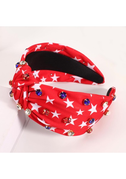 Headband Red Star Wide Knotted Headband Women Girls Water,, Patriotic Headband Party Hair Accessories Gift (Yurt Dışından) modelleri