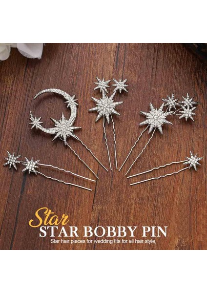 Casdre Star Shape Rhinestone Hair Clip Bridal Hair Accessories Sparkling Crystal Bridal Wedding Hair Accessories For Women And Girls (5 Pack) (Yurt Dışından)