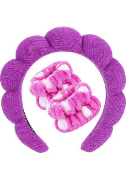 Spa Headband For Face Washing Skin Care Headband Terry Cloth Bubble Soft Hairband For Women Girls Fluffy Padded Headdress Non-Slip Thick Hair Accessories (Yurt Dışından)