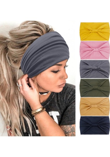 Women's Headband Bohemian Wide Headband Knotted Turban Hair Accessories (Yurt Dışından)