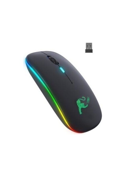 Rgb LED Işıklı Şarjlı Kablosuz Mouse Sessiz 2.4 Ghz USB Wireless 800-1200-1600 Ayarlanabilir Dpi