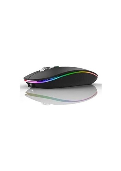 Rgb LED Işıklı Şarjlı Kablosuz Mouse Sessiz 2.4 Ghz USB Wireless 800-1200-1600 Ayarlanabilir Dpi