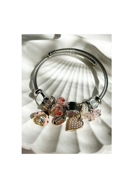 Vera Jewellery Çelik Uğur Böceği Charmlı