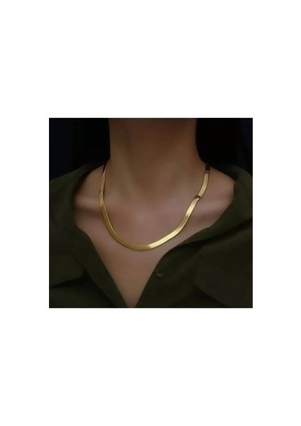 Italyan Çelik Gold Kolye (Kararmaz Paslanmaz) 45 cm