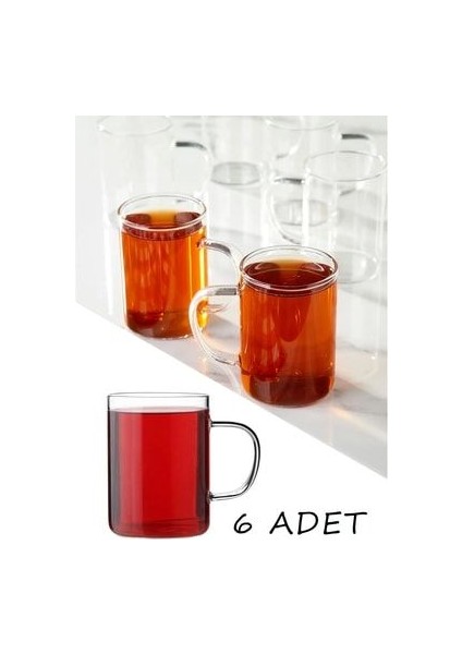 6 Adet Borosilikat Isıya Dayanıklı Termisil Cam Kupa, Çay Kahve Bardağı 200ML