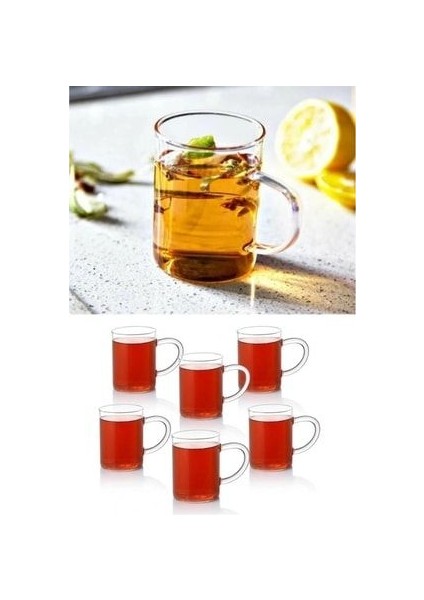 6 Adet Borosilikat Isıya Dayanıklı Termisil Cam Kupa, Çay Kahve Bardağı 200ML