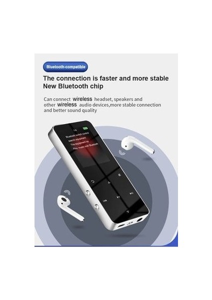 Bluetooth Lu Mp3-Mp4 Çalar Ses Kayıt Fm Radyolu Şarjlı Mp4 Player Dahili Hoparlör 8gb Hafızalı