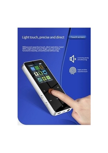 Bluetooth Lu Mp3-Mp4 Çalar Ses Kayıt Fm Radyolu Şarjlı Mp4 Player Dahili Hoparlör 8gb Hafızalı