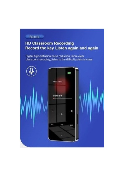 Bluetooth Lu Mp3-Mp4 Çalar Ses Kayıt Fm Radyolu Şarjlı Mp4 Player Dahili Hoparlör 8gb Hafızalı