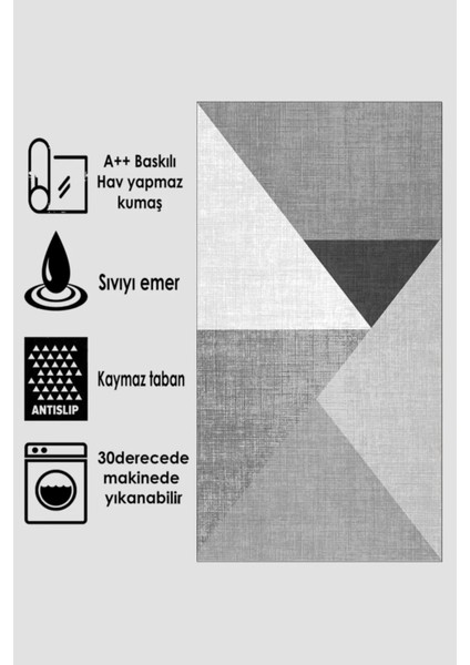 Zeria Home Kaymaz Taban Yıkanabilir 2'Li Banyo Paspası Seti Klozet Takımı Banyo Halısı