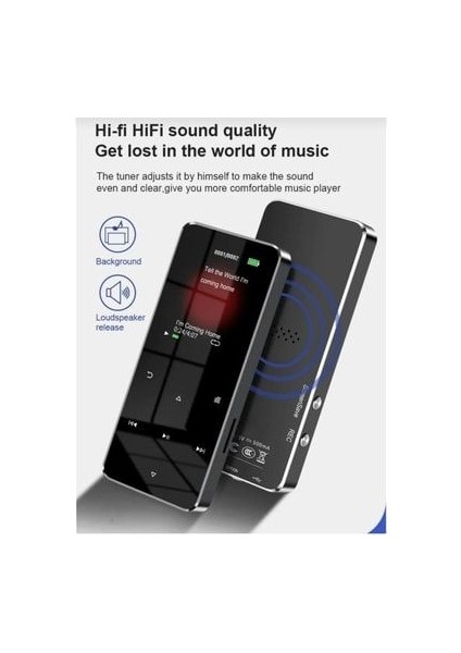 Bluetooth Lu Mp3-Mp4 Çalar Ses Kayıt Fm Radyolu Şarjlı Mp4 Player Dahili Hoparlör 8gb Hafızalı