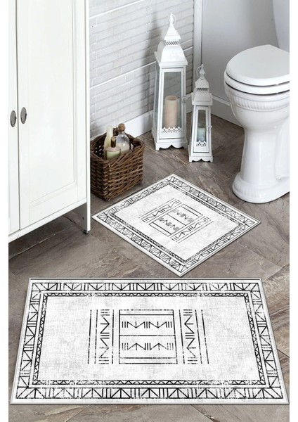 Kaymaz Taban Yıkanabilir 2'Li Banyo Paspası Seti Klozet Takımı Banyo Halısı