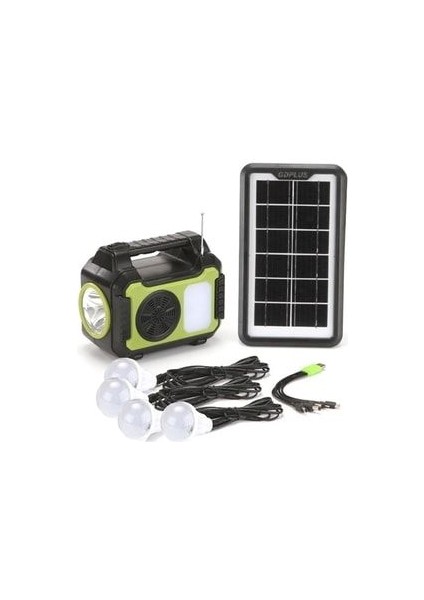 Güneş Enerji Panelli Solar Aydınlatma Sistemi Powerbank Kamp Doğa Balık Karavan Fener Fm Bluetoth