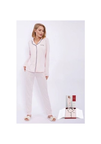 Classic Siyah Kadın Gömlek Pijama Takım