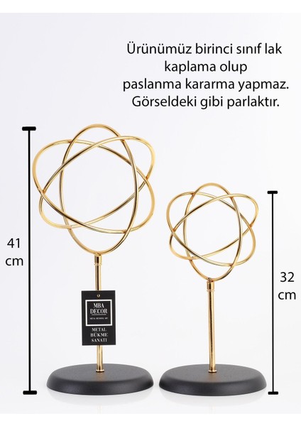 Tekno Trust 2'li ( Ikili ) Sphere Gold Küre Paslanmaz Kaplama Ev Ofis Dekorasyon Dekoratif Obje