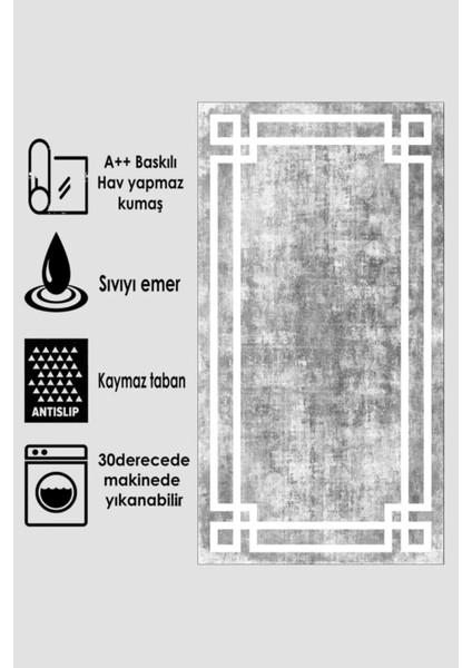 Zeria Home Kaymaz Taban Yıkanabilir 2'Li Banyo Paspası Seti Klozet Takımı Banyo Halısı