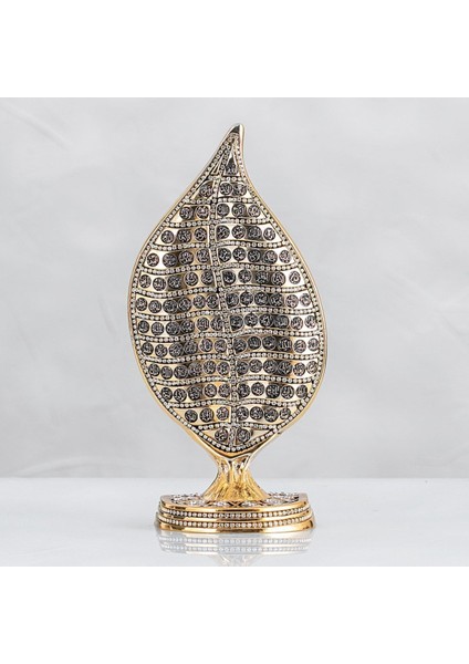 Yaprak Esmaül-hüsna Altın Renkli Polyester, 28x14 cm, şık ve anlamlı dekorasyon ürünü