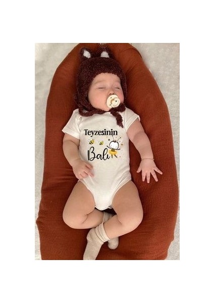 Teyzesinin Balı Yazılı Bebek Zıbını