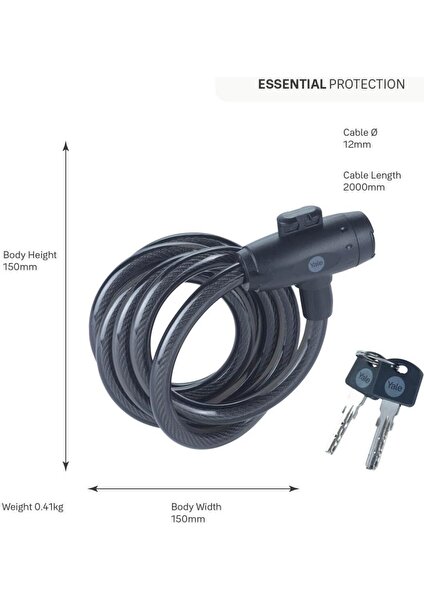 Essential Kablolu Bisiklet Kilidi 12MM - Anahtarlı