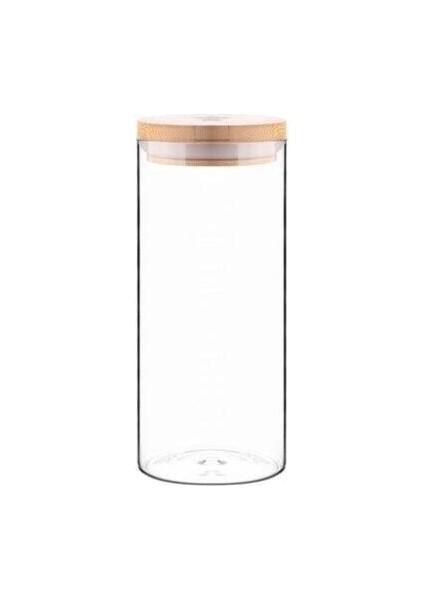 Bambu Vakumlu Kapaklı Yuvarlak 1300 ml Kavanoz