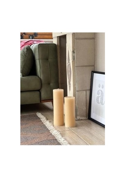Mum Krem 2li Sandal Ağacı Kokulu Silindir Büyük Mum Seti fiyatları