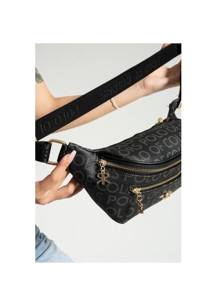 Impolo Miya Siyah Empirme Baskı Spor Kadın Bel Çanta 17X40 Ebatında fiyatları