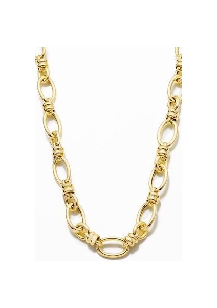 Kadın 18 Ayar Altın Kaplama Gümüş Düğüm Detaylı Zincir Kolye