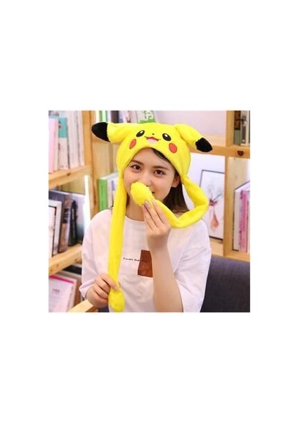Kulakları Hareket Eden LED Işıklı Pokemon Go Pikachu Kulaklı Şapka & Peluş Oyuncak Tiktok Şapka 50CM fiyatları