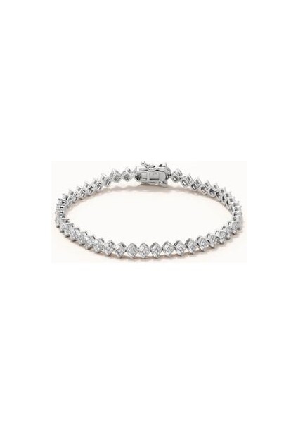 18 Ayar Beyaz Altın Kaplama Gümüş Su Yolu Bileklik Baget Kesim Zirkon Taşlı fiyatları