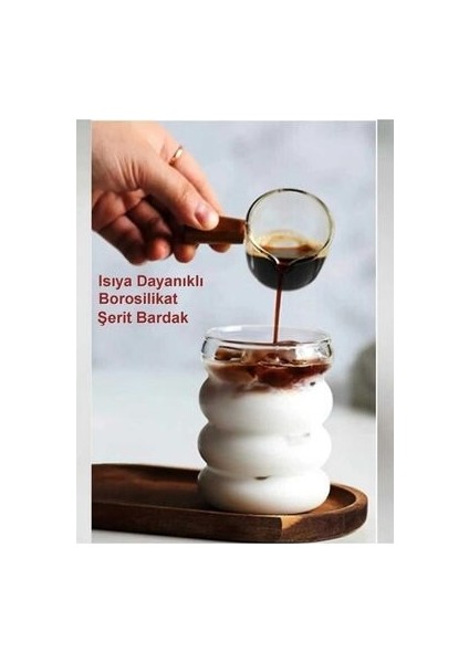2 Adet Boğumlu Borosilikat Isıya Dayanıklı Soğuk Kahve Sunum Bardağı 300 ml